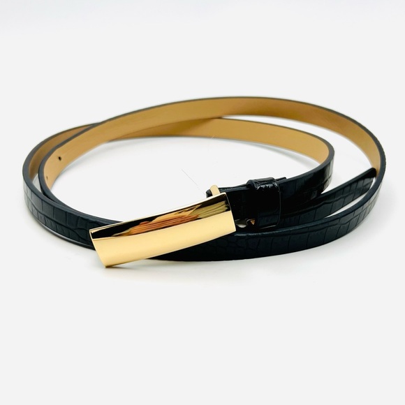 NWT 14th & UNION GOLD BUCKLE SIMULATED SNAKE LEATHER BELT - Picture 5 of 10